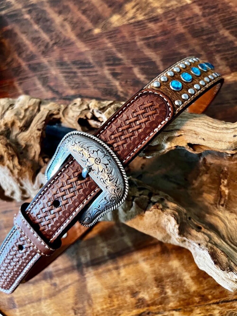 NOCONA BLUE CRYSTALS CONCHOS BELT Tween Child Sz.26